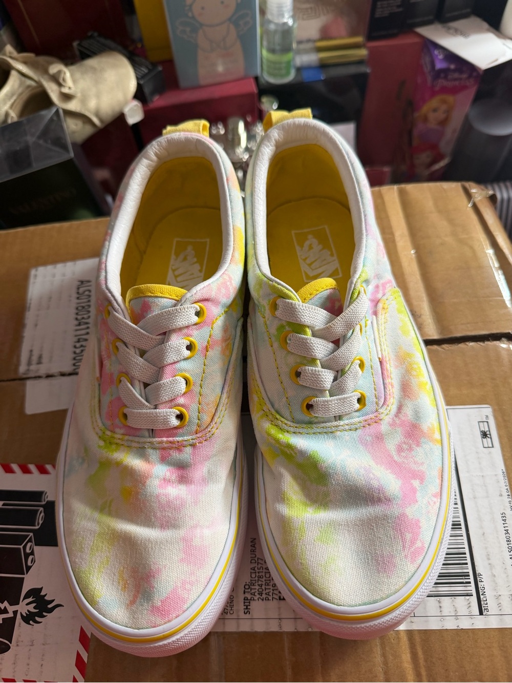 Vans Kids Tie-Dye Canvas Sneakers in Pink & Yellow